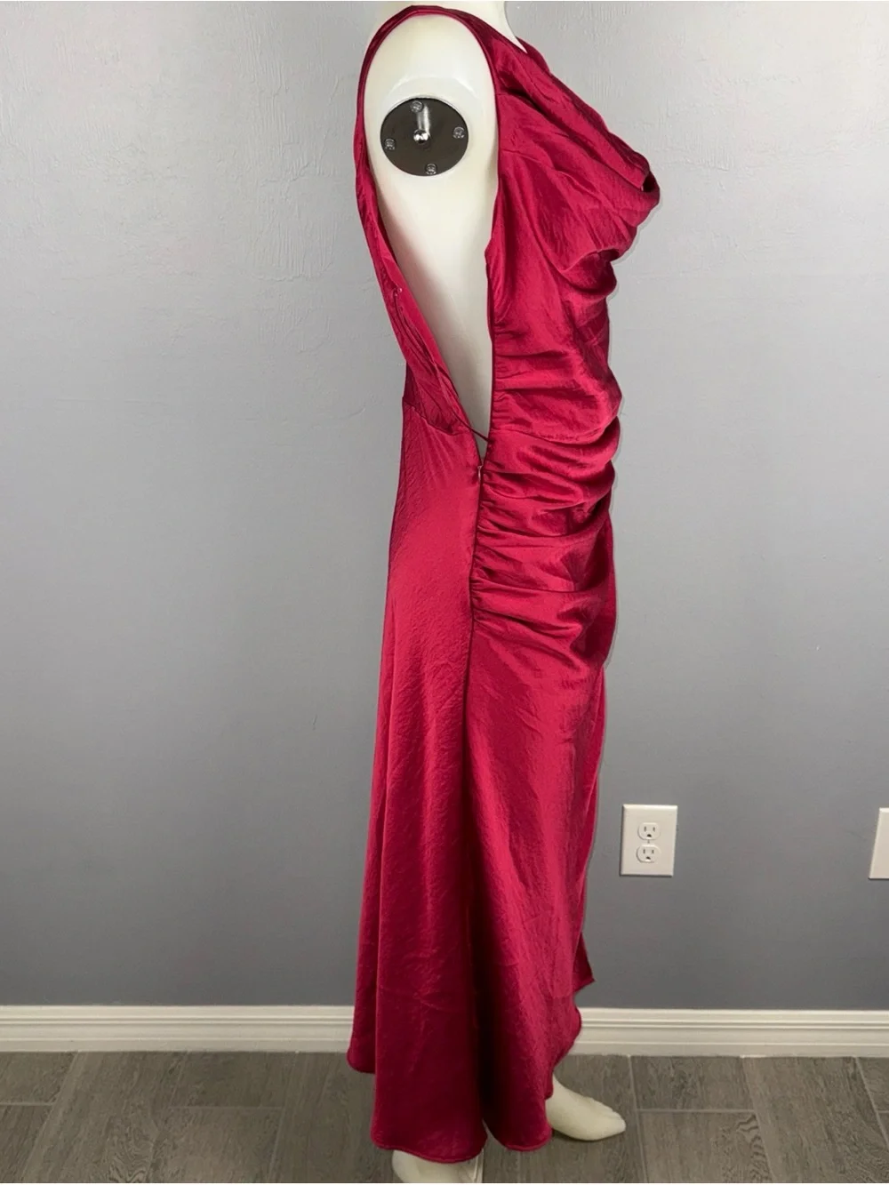 Abercrombie & Fitch Cowl Neck Draped Maxi Dress Women’s Petite Medium Pink Berry